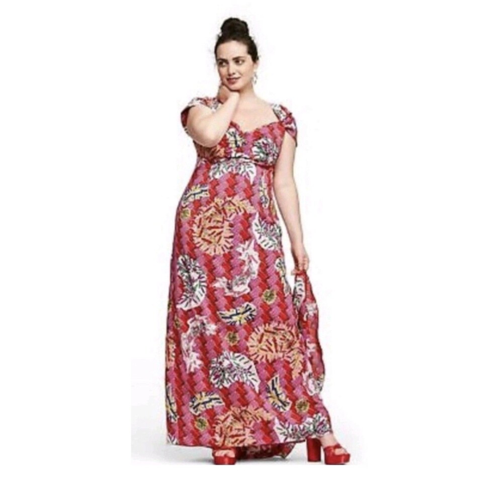 Zac Posen x Target Maxi Gown Dress 22W Paisley Colorful Plus New Tags  (M14)
